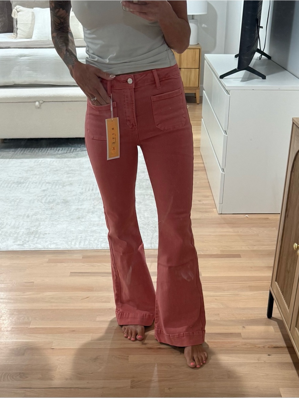Women's High-Rise Flare Jeans in Dusty Rose